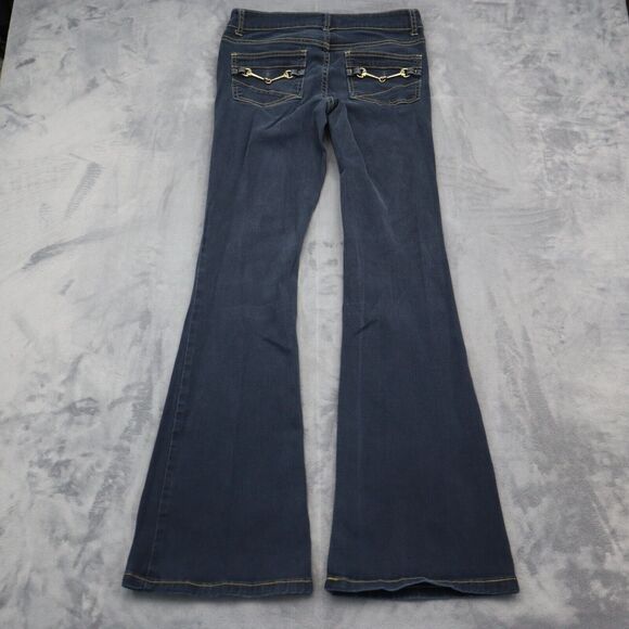 Cache Premium Jeans Womens 2 Black Bootcut Low Rise Button Stretch Denim Pants - Picture 7 of 16